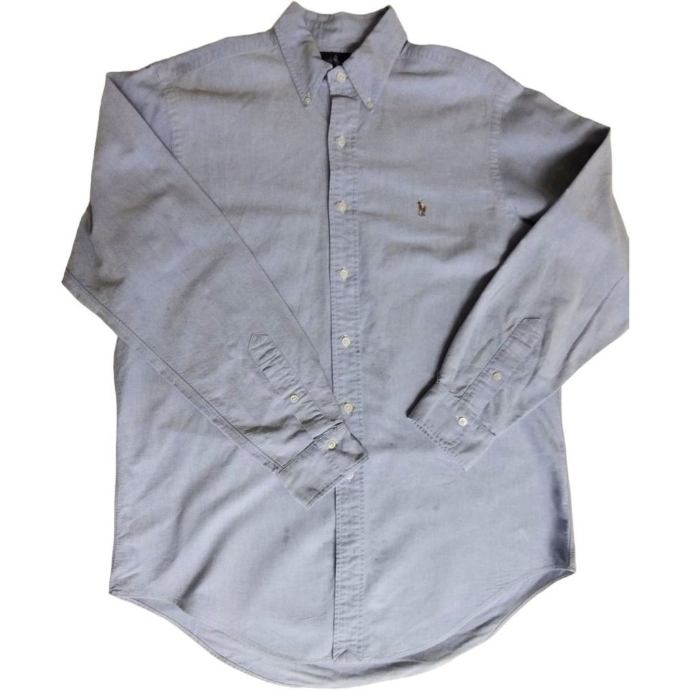 Large Ralph Lauren Blue Polo Men's Shirt Long Sleeve